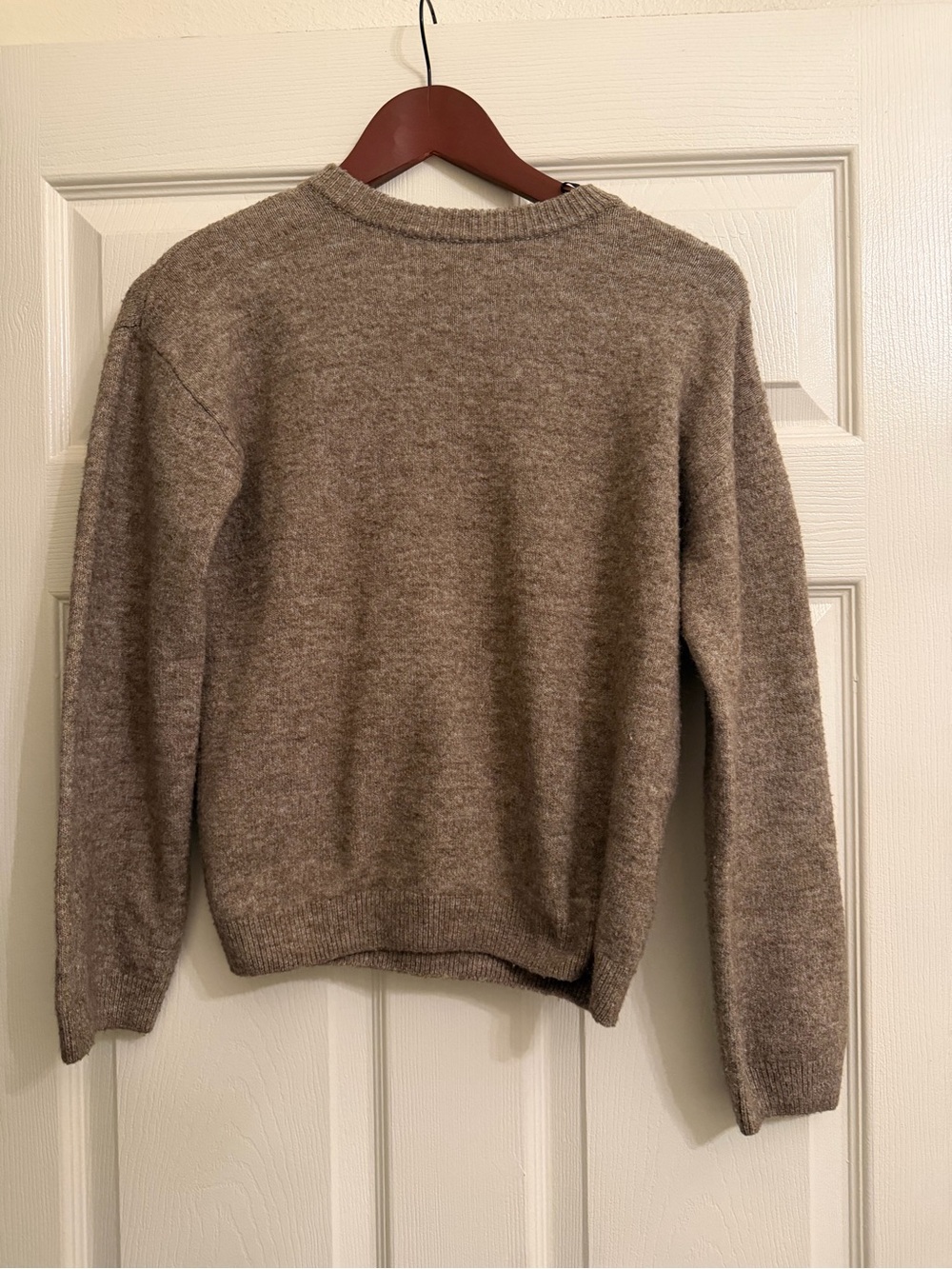 H&M Womens‎ Taupe Marled Knit Crewneck Wool Blend Sweater Size 12/14
